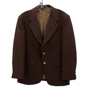 VINTAGE rockabilly jacket Brown Coat Size 40 Short 2 Button 1960's Blazer